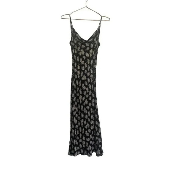 Diane Von Furstenberg Black Silk Sleeveless Floral Print Midi Dress Size 4 - Picture 1 of 5